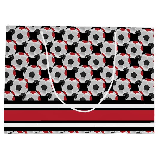 Donkere rode en zwarte Voetballen personaliseren Groot Cadeauzakje (Achterkant)
