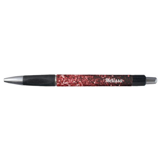 Donkere rode faux Glitter sparkles Glamor Personal Pen (Voorkant)