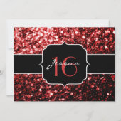Donkere rode faux Glitter sparkles Glamor Sweet 16 Kaart (Voorkant)