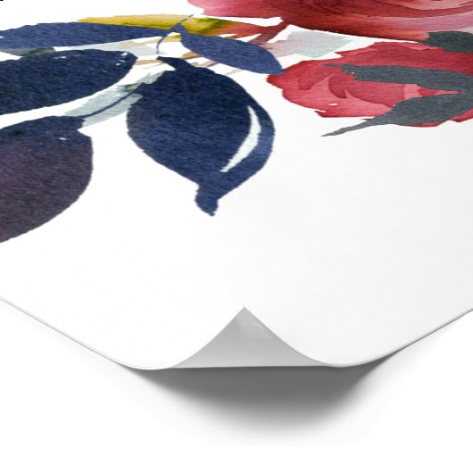 Donkere rode flora 14-tabel weddenschapenkaart poster (Hoek)