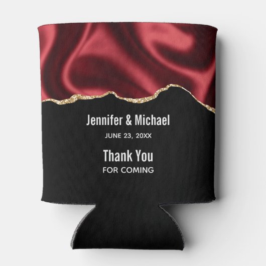 Donkere rode glam Wavy Satin Abstract Design Wedde Blikjeskoeler (Achterkant)