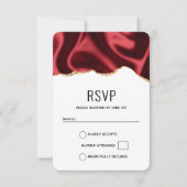 Donkere rode glam Wavy Satin Abstract Design Wedde RSVP Kaartje (Voorkant)