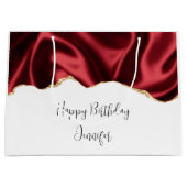 Donkere rode glam wazig satin Abstract Design Birt Groot Cadeauzakje (Voorkant)