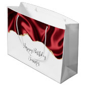 Donkere rode glam wazig satin Abstract Design Birt Groot Cadeauzakje (Achterkant Gekanteld)