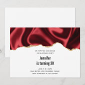 Donkere rode glam wazig satin Abstract Design Birt Kaart (Voorkant / Achterkant)