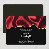 Donkere rode glam wazig satin Abstract Design Birt Kaart (Voorkant / Achterkant)