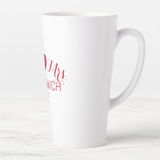 Donkere rode glitter-heart-paar grote latte Mok (Rechts)