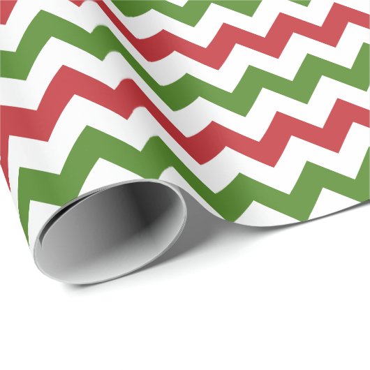 Donkere rode, groene en witte Chevron Cadeaupapier (Rol Hoek)