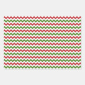 Donkere rode, groene en witte Chevron Inpakpapier Vel (Voorkant 3)