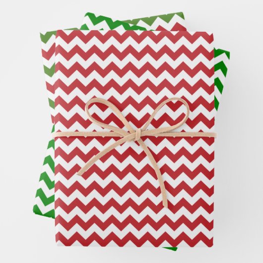Donkere rode, groene en witte Chevron Inpakpapier Vel (In situ)