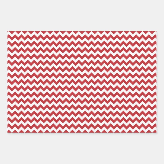 Donkere rode, groene en witte Chevron Inpakpapier Vel (Voorkant)