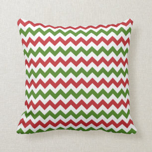 Donkere rode, groene en witte Chevron Pillow Kussen
