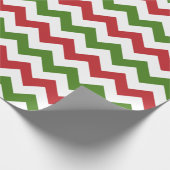Donkere rode, groene en witte grote Chevron Cadeaupapier (Hoek)