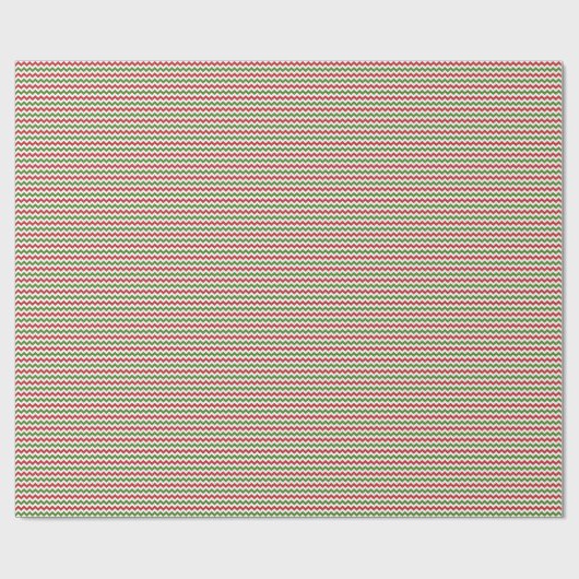 Donkere rode, groene en witte kleine Chevron Cadeaupapier (Vlak)