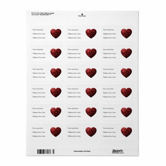 Donkere rode hartritme etiket (Full Sheet)