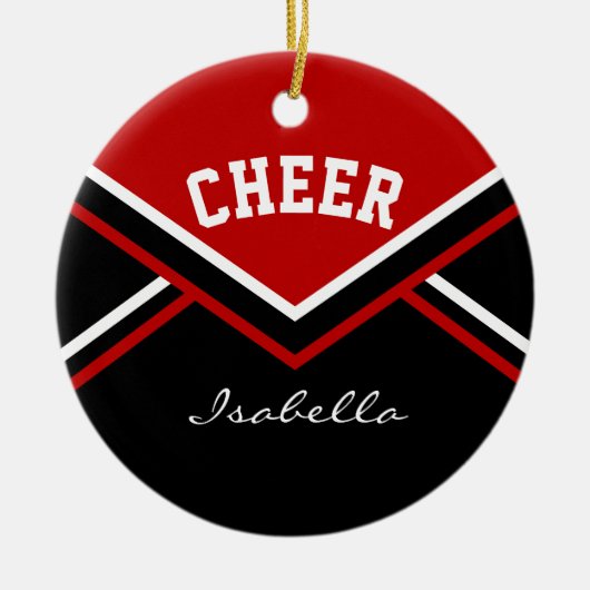Donkere Rode Kop voor een Cheerleader 📣 💖 Keramisch Ornament (Voorkant)