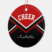 Donkere Rode Kop voor een Cheerleader 📣 💖 Keramisch Ornament (Links)