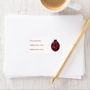 Donkere rode ladybug in glitter etiket