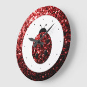 Donkere rode ladybug in glitter grote klok (Hoek)