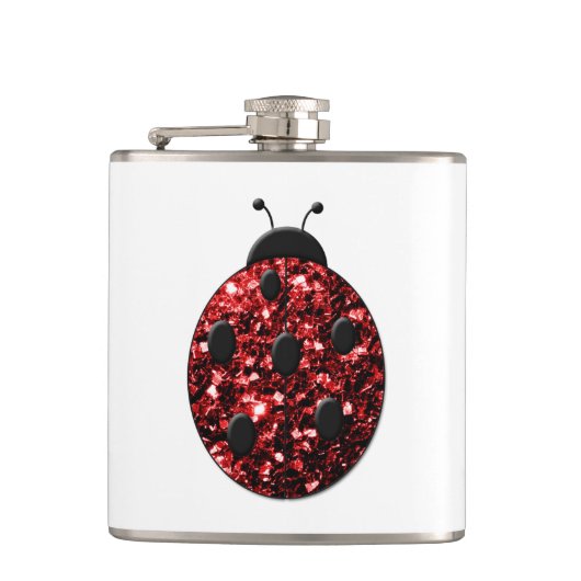 Donkere rode ladybug in glitter heupfles (Voorkant)