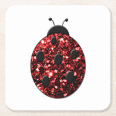 Donkere rode ladybug in glitter kartonnen onderzetters (Voorkant)