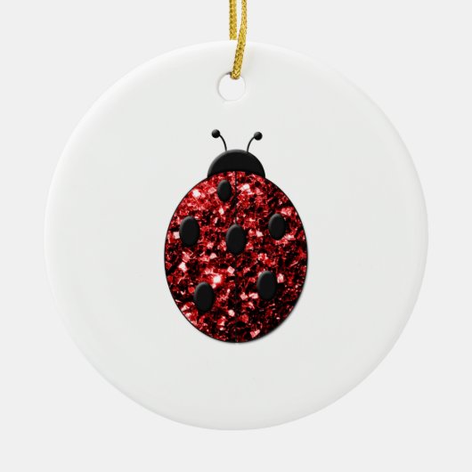 Donkere rode ladybug in glitter keramisch ornament (Voorkant)