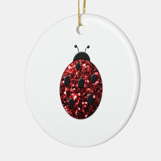 Donkere rode ladybug in glitter keramisch ornament (Links)