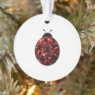 Donkere rode ladybug in glitter ornament