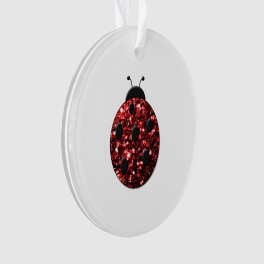 Donkere rode ladybug in glitter ornament (voorkant)