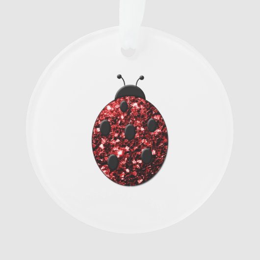 Donkere rode ladybug in glitter ornament (voorkant)