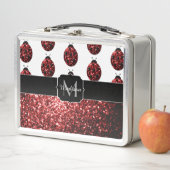 Donkere rode ladybug in glitter sparters Monogram (In situ)