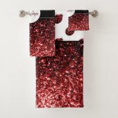 Donkere rode ladybug in glitter sparters Monogram Bad Handdoek (Insitu)