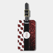Donkere rode ladybug in glitter sparters Monogram Bagagelabel (Voorkant verticaal)