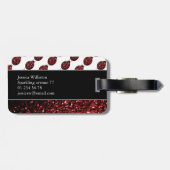 Donkere rode ladybug in glitter sparters Monogram Bagagelabel (Achterkant horizontaal)