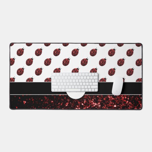 Donkere rode ladybug in glitter sparters Monogram Bureaumat (Keyboard & Muis)