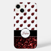 Donkere rode ladybug in glitter sparters Monogram Case-Mate iPhone Case (Achterkant)