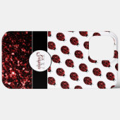Donkere rode ladybug in glitter sparters Monogram Case-Mate iPhone Case (Achterkant (horizontaal))
