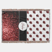 Donkere rode ladybug in glitter sparters Monogram Deken (Voorkant)