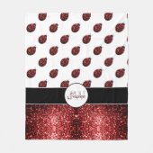 Donkere rode ladybug in glitter sparters Monogram Fleece Deken (Voorkant)