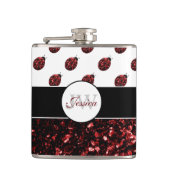 Donkere rode ladybug in glitter sparters Monogram Heupfles (Voorkant)