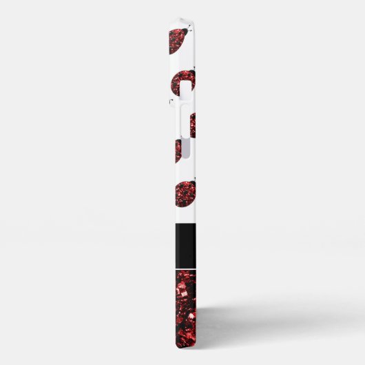 Donkere rode ladybug in glitter sparters Monogram iPhone Hoesje (Linkerkant)