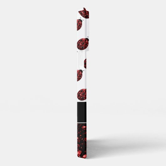 Donkere rode ladybug in glitter sparters Monogram iPhone Hoesje (Rechterkant)