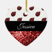 Donkere rode ladybug in glitter sparters Monogram Keramisch Ornament (Voorkant)