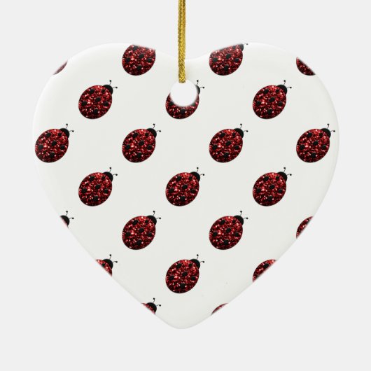 Donkere rode ladybug in glitter sparters Monogram Keramisch Ornament (Achterkant)