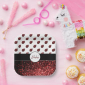 Donkere rode ladybug in glitter sparters Monogram Papieren Bordje (Feest)