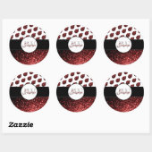 Donkere rode ladybug in glitter sparters Monogram Ronde Sticker (Vel)