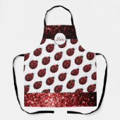 Donkere rode ladybug in glitter sparters Monogram Schort (Voorkant)