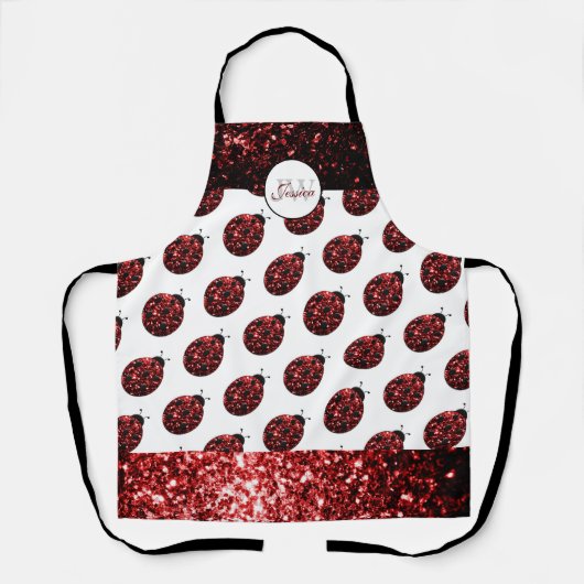 Donkere rode ladybug in glitter sparters Monogram Schort (Voorkant)