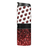 Donkere rode ladybug in glitter sparters Monogram Thermosbeker (Geroteerd rechts)