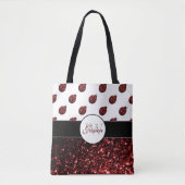 Donkere rode ladybug in glitter sparters Monogram Tote Bag (Voorkant)